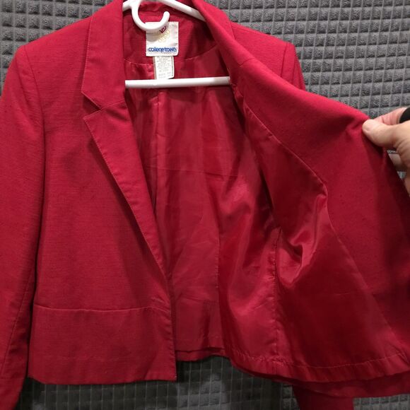 VTG Red Blazer Jacket SzSm Union Made USA Shoulder Pads Academic Office Career - Picture 8 of 14